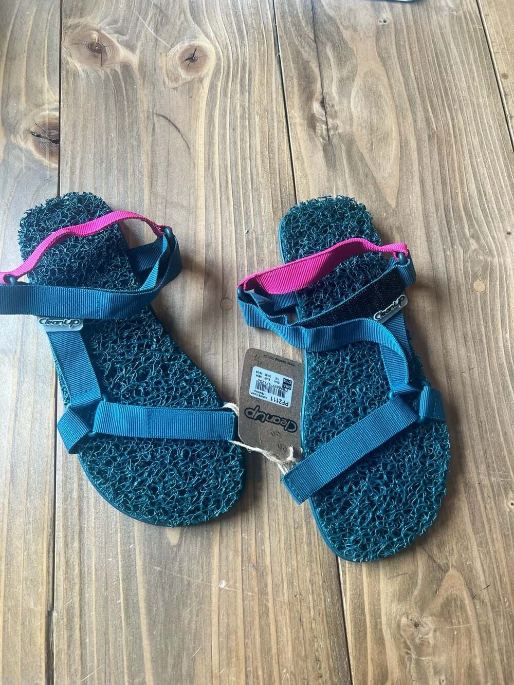 CleanUp PF2111 Papete Comp Women's Teal and Pink Sport Sandals 7/8